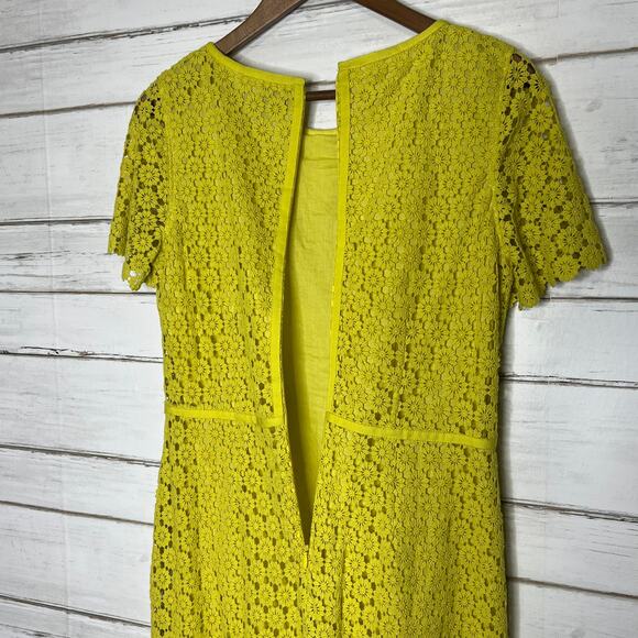Lands' End Floral Yellow Lace Dress Size 8 - Picture 4 of 9